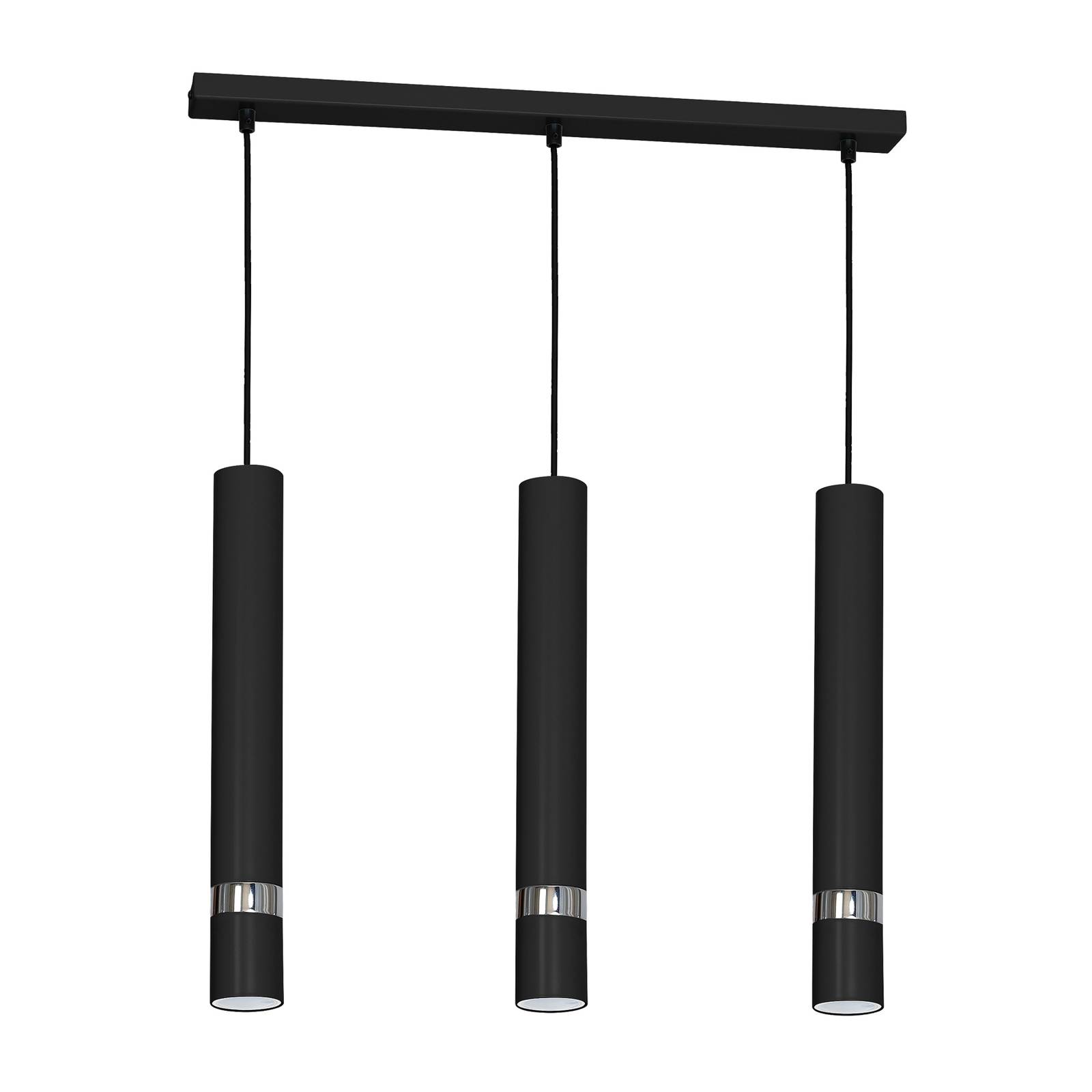 Hanglamp Rondo zwart/chroom 3-lamps lang