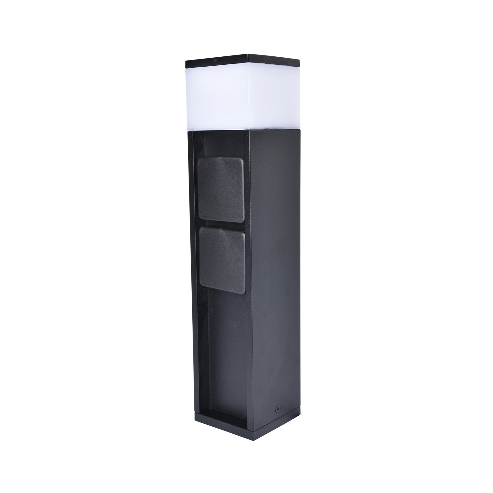 LED stojacie svietidlo MAINS, čierne, 37 cm, IP54, 2 zásuvky