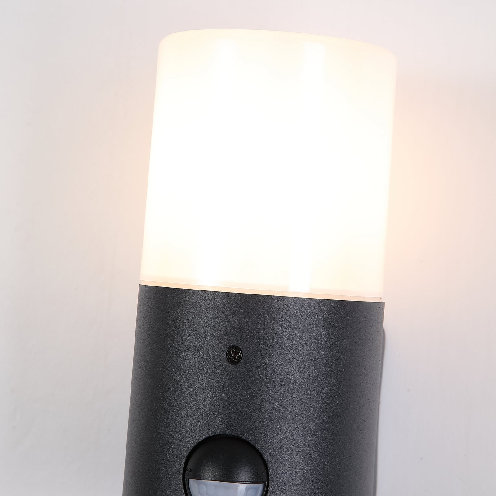 Candeeiro de parede exterior Cannes, altura 17 cm, preto/branco, 1 luz, com