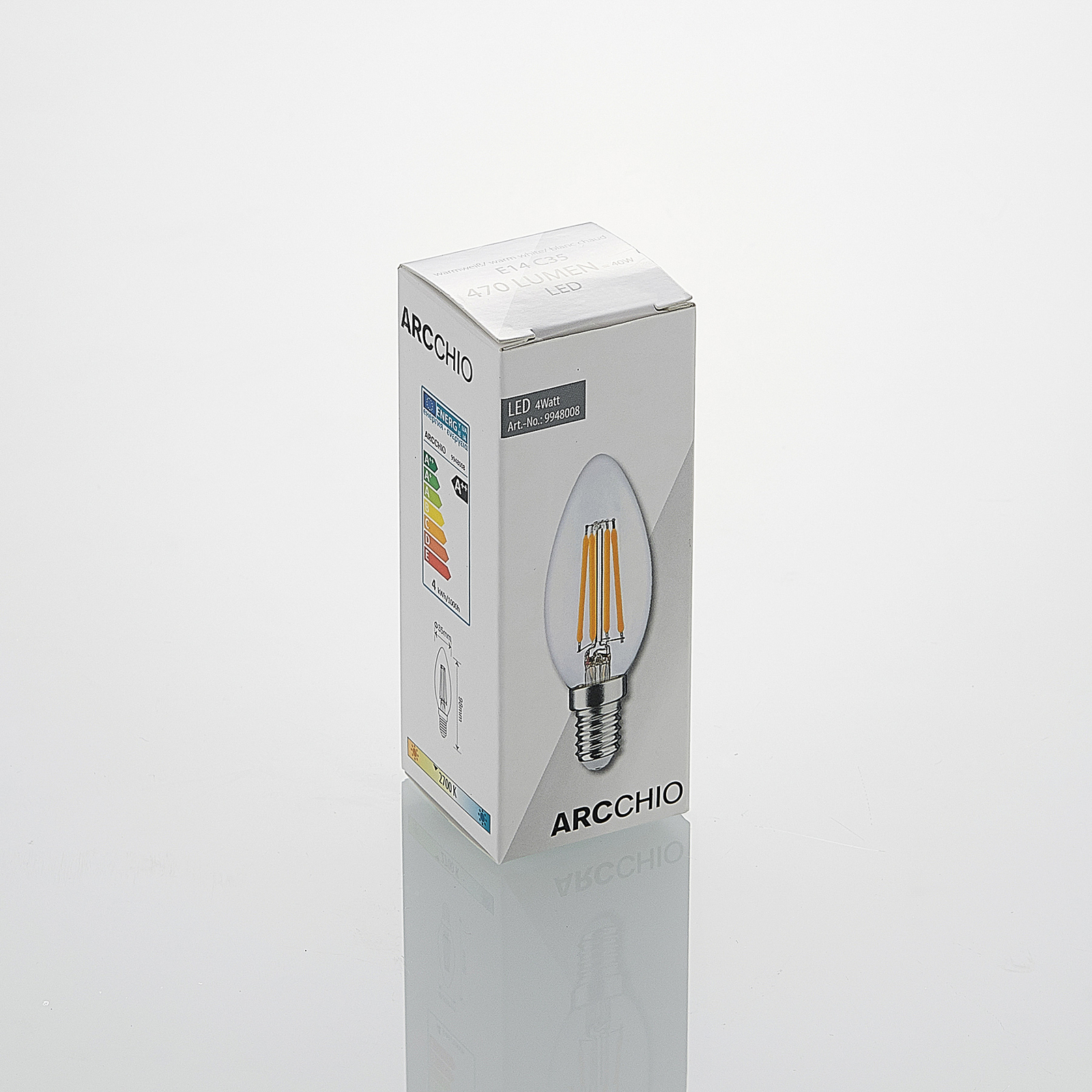 Conjunto de 3 lâmpadas de incandescência LED E14 4W 827 com regulação de