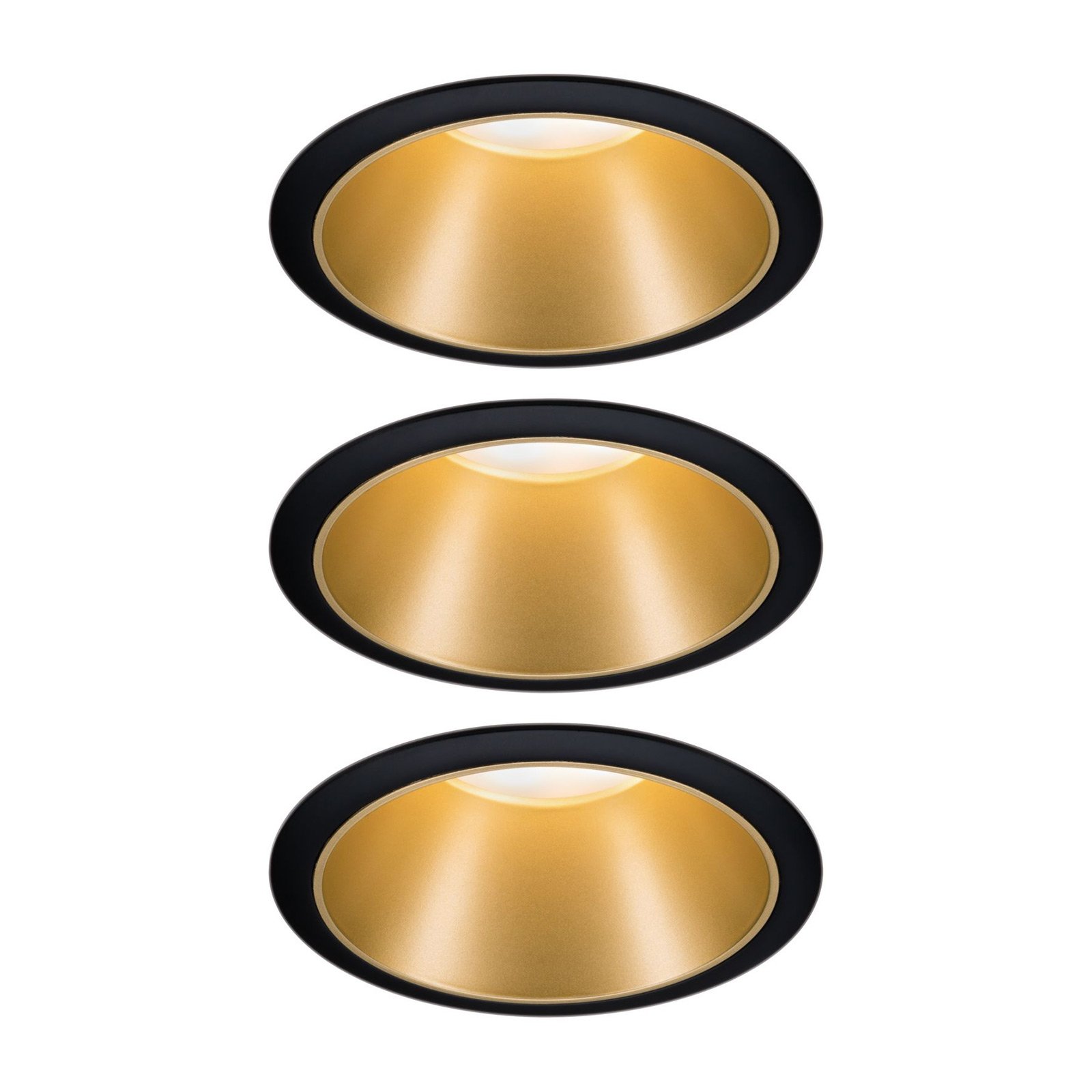 Paulmann Cole LED spotlight, gold/black set of 3