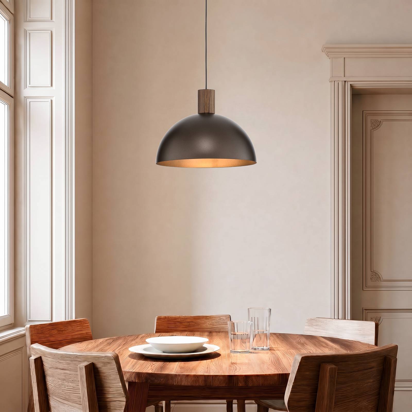 Żyrandol Oslo, brązowy, metalowy, Ø 34 cm, E27