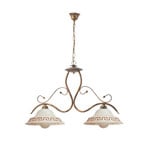Hängelampe BILIARDO GIORGIO, creme/bronze, Glas/Eisen 2-flg.