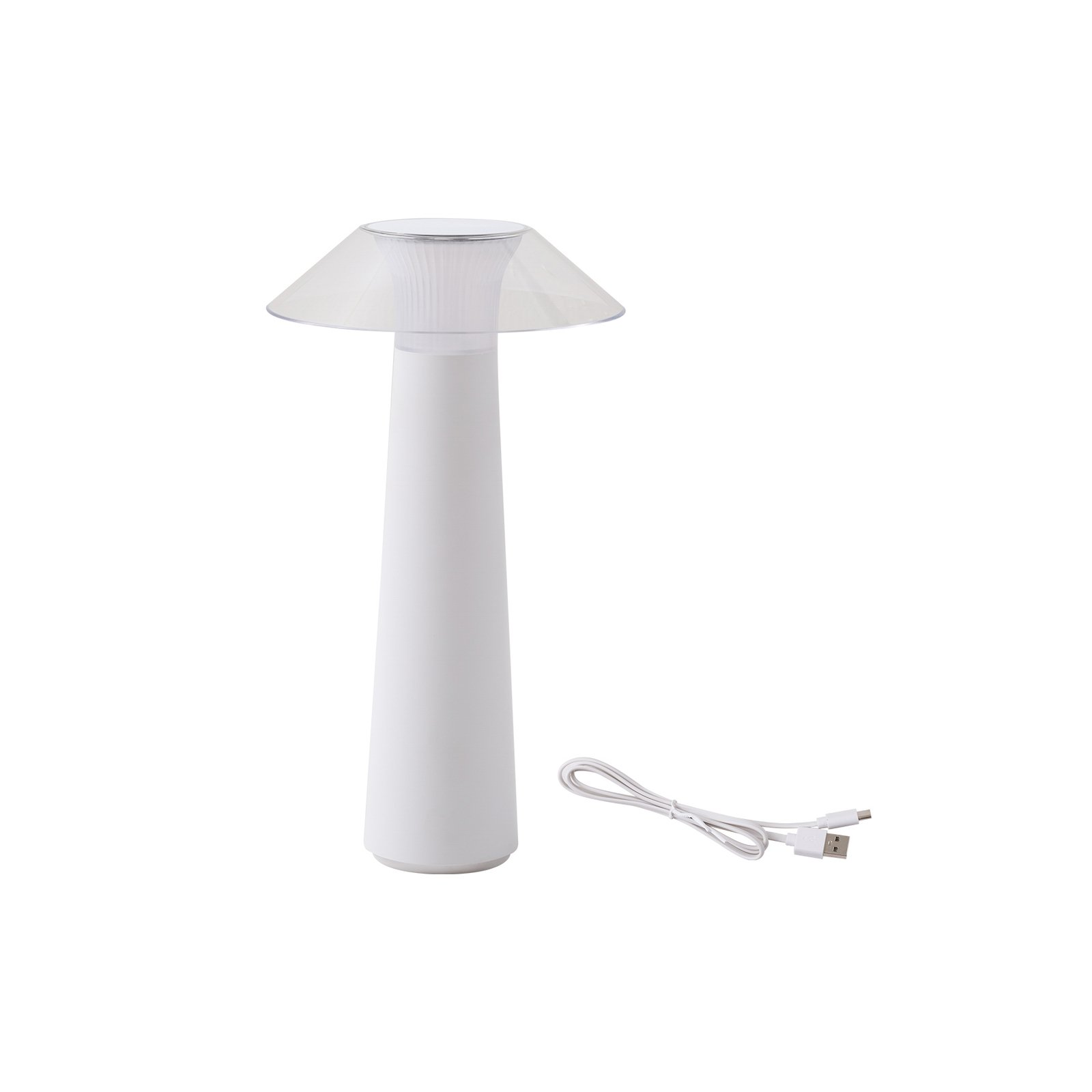 Lámpara de sobremesa recargable de LED Lindby Akku, blanca, atenuable