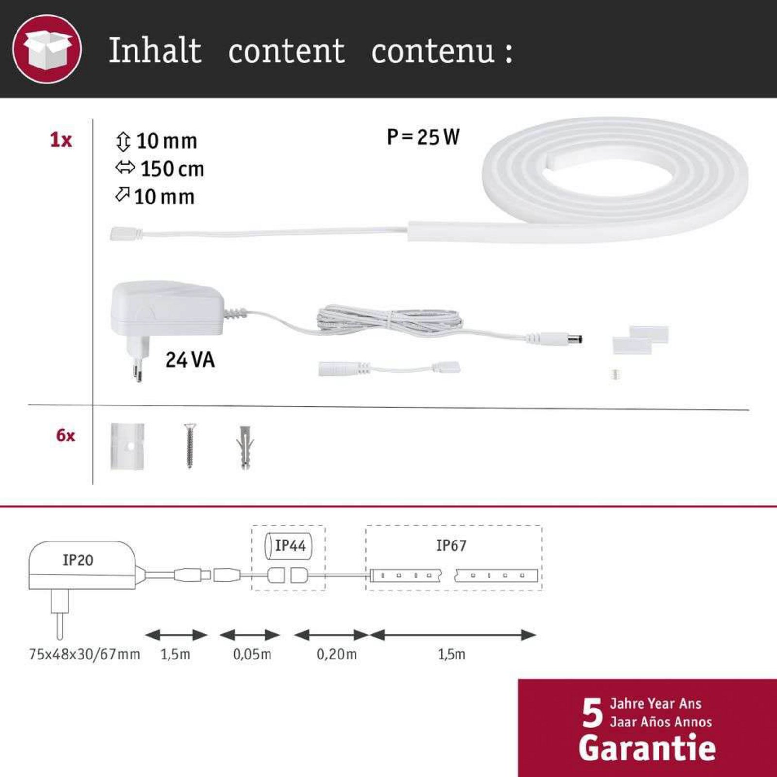 MaxLED Flow LED Strip 1,5m Basic Set White - Paulmann