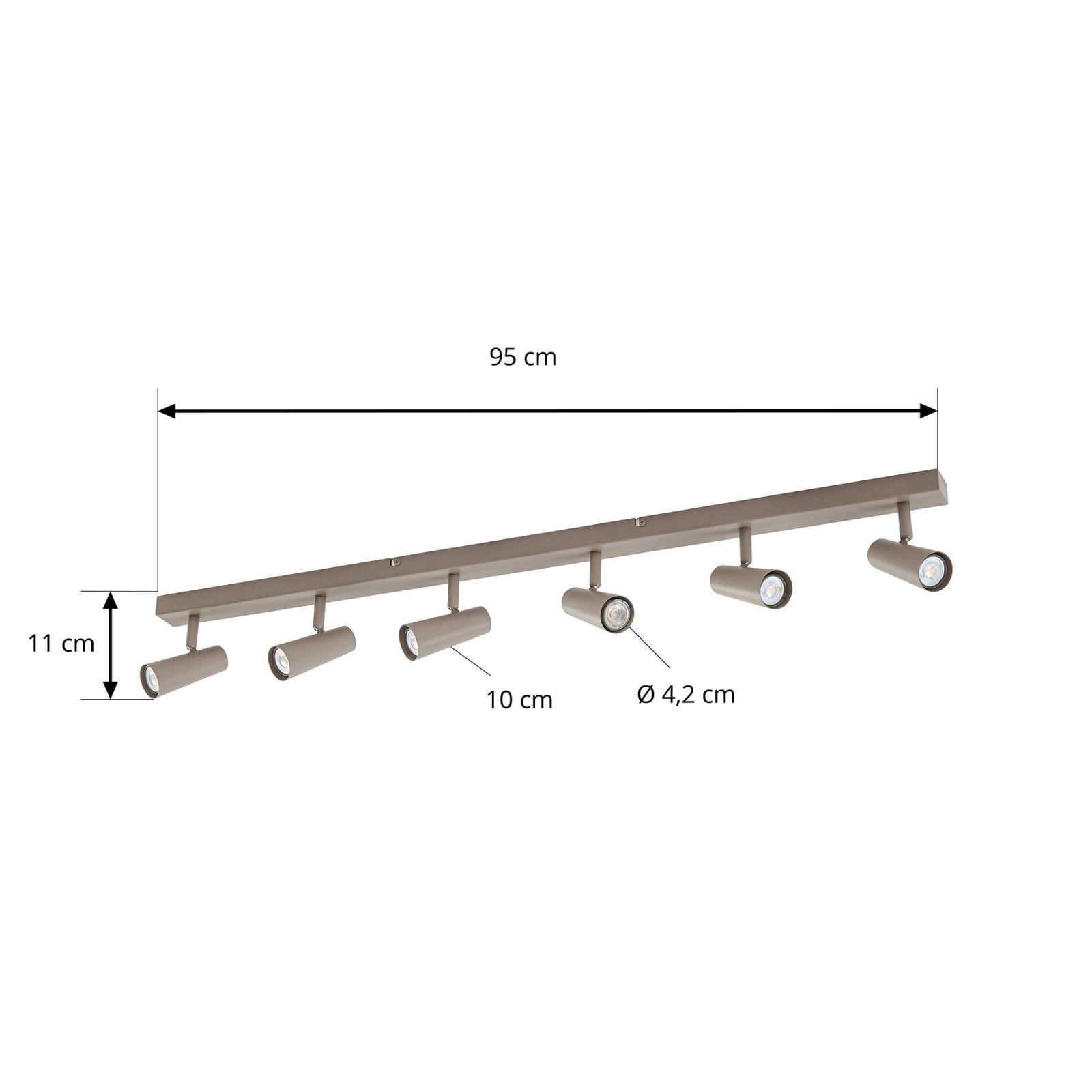 Lindby downlight Iluna, 6 lyskilder, kaffebrun, GU10 Lindby downlight Iluna, 6 lyskilder, kaffebrun, GU10