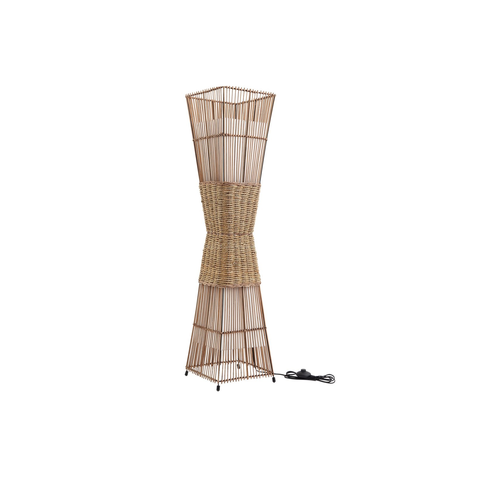 Lindby Jacinto floor lamp, bamboo, hemp, height 130 cm