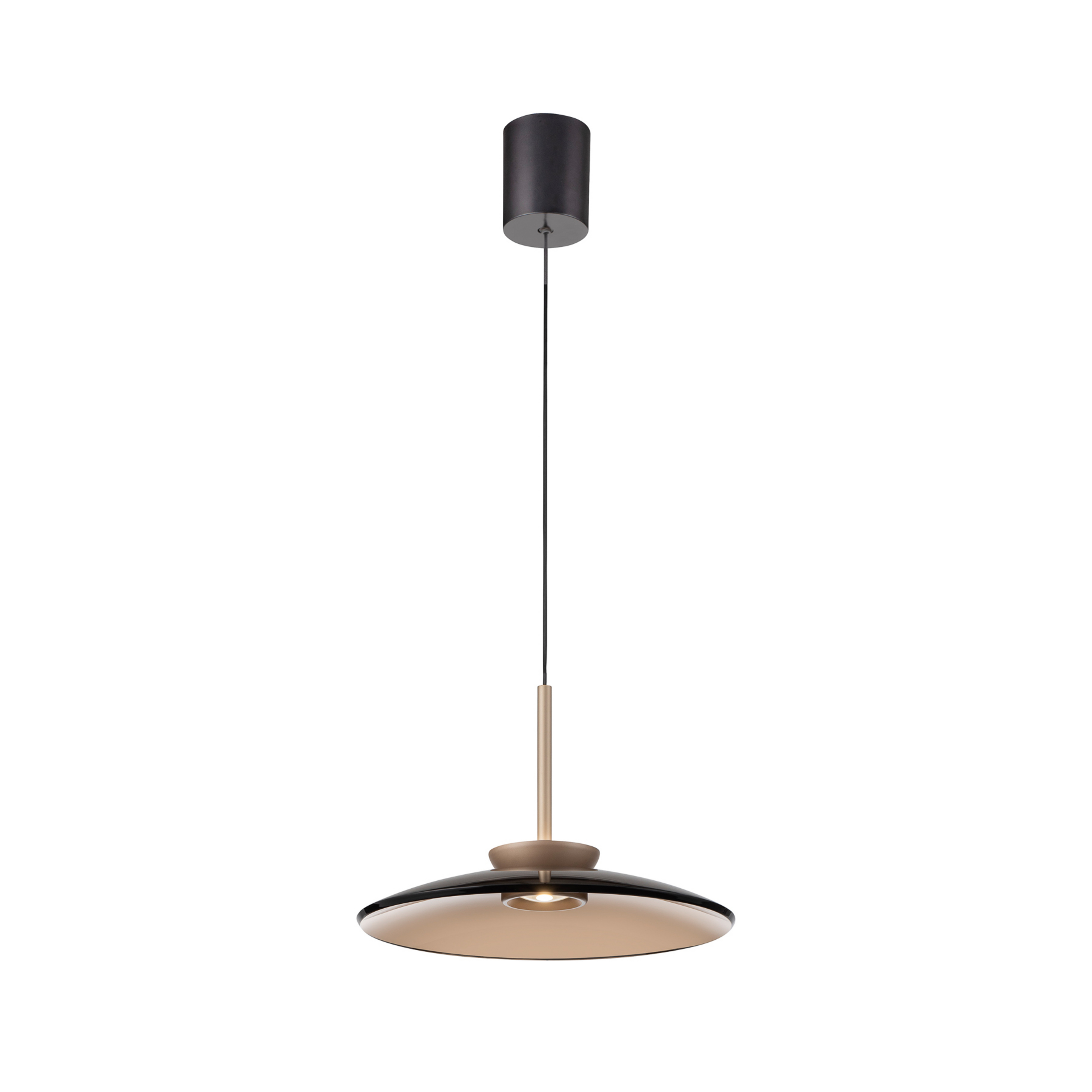 Suspension LED E-Moon, bronze et verre ambré (foncé), Ø 50 cm - PURE