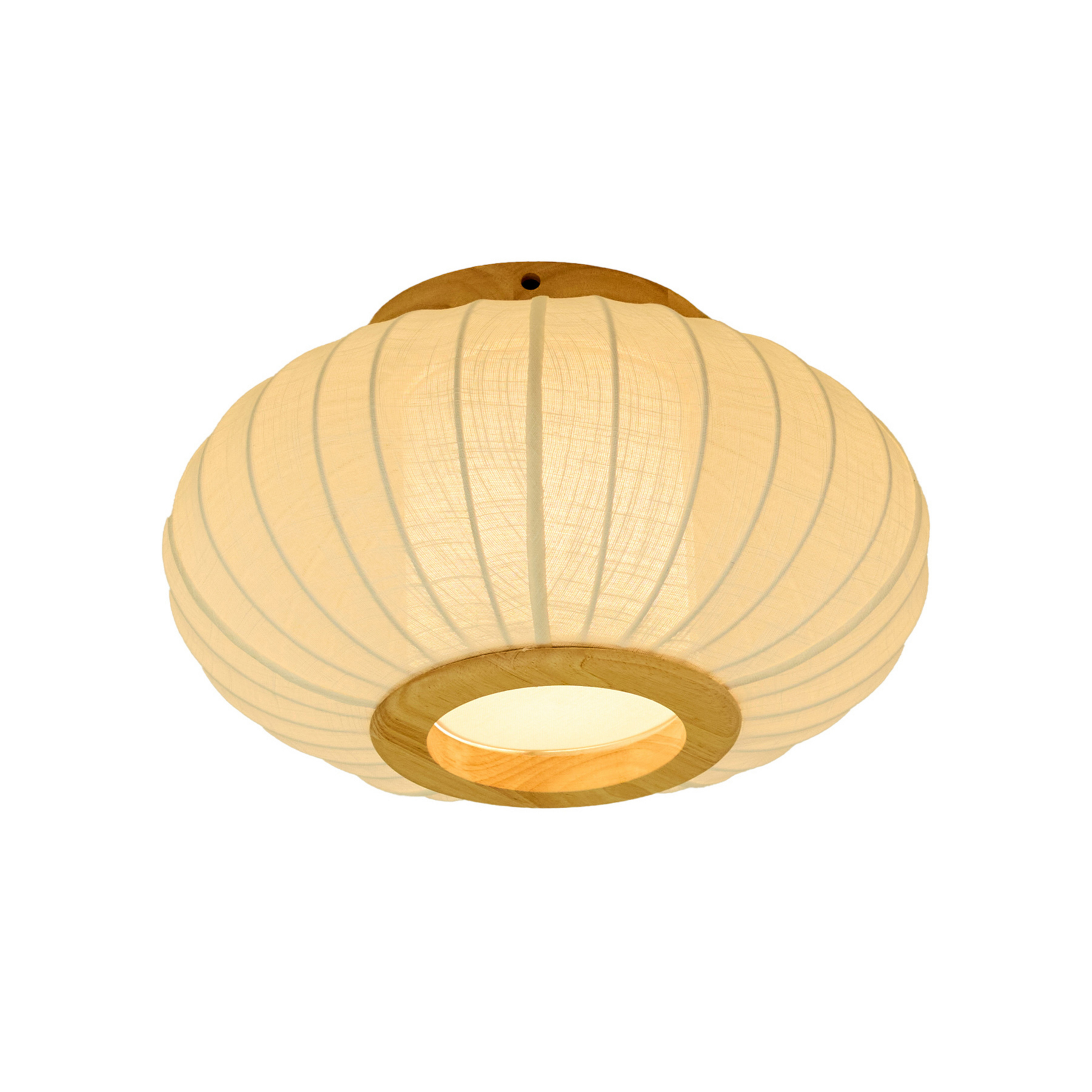 Plafonnier BALLON, crème, Ø 40 cm, lin/bois - Halo Design