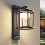 Lucande Berenice outdoor wall light, sensor, anthracite, metal