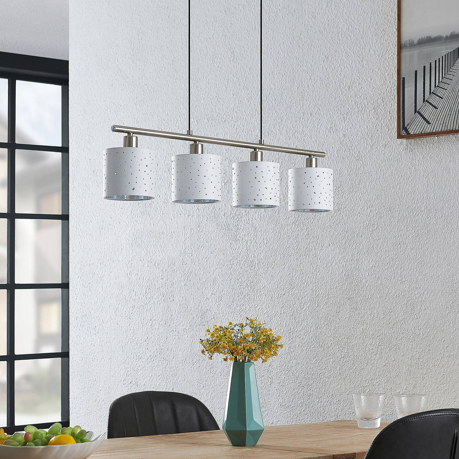 Lindby Darima suspension en tissu blanche