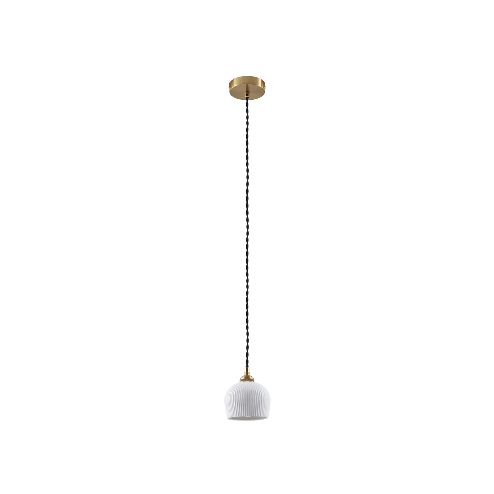 Závesné svetlo Lindby Nolane, Ø 11 cm, keramika, biela/mosadz