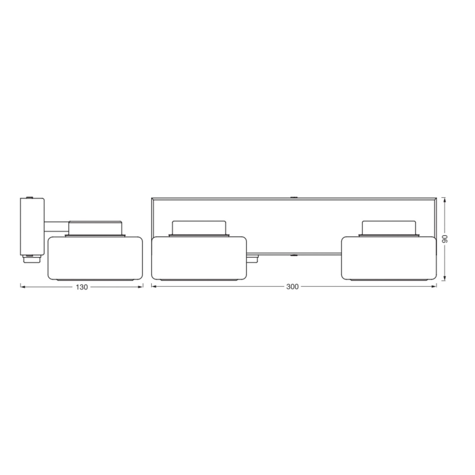 LEDVANCE Candeeiro de parede LED Orbis Flame, 2 luzes, preto, IP44