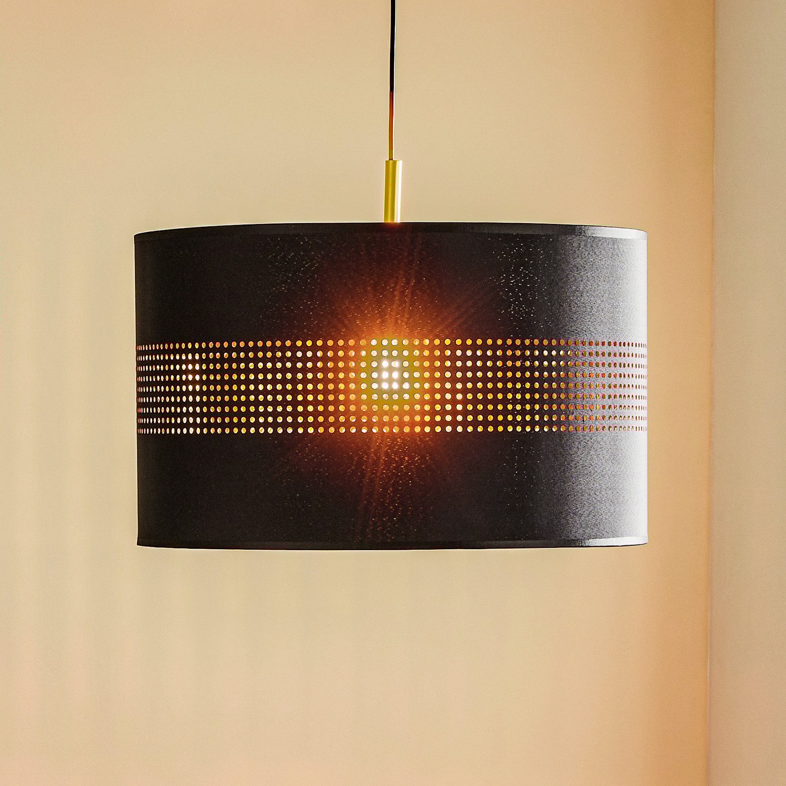 TK Lighting Lampă suspendată Tago o singură lumină negru/auriu - Camera de zi / sufragerie - modern - negru auriu - Metal