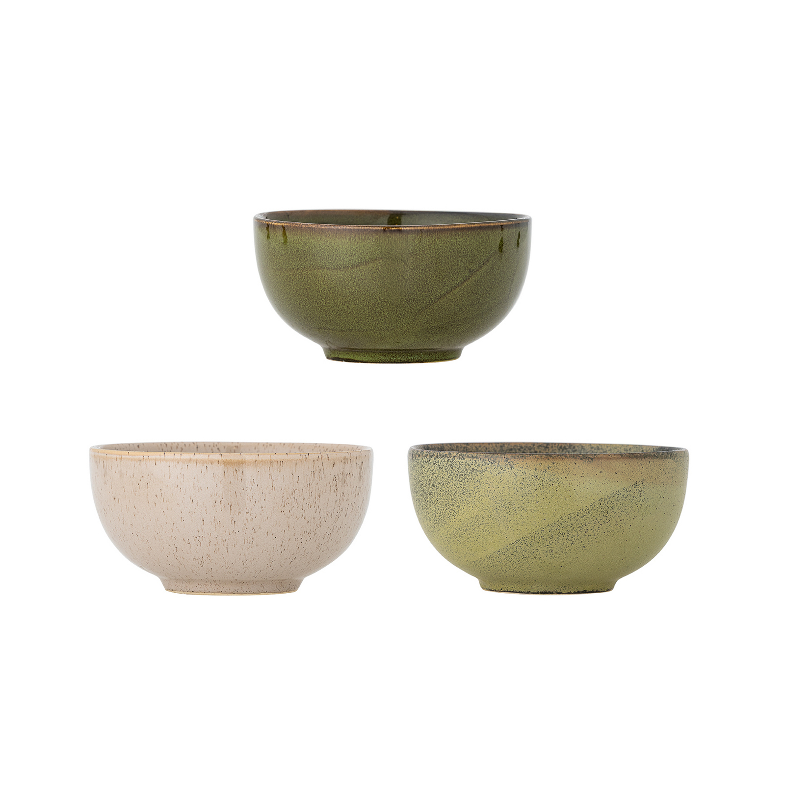 Lot de 3 coupelles Addison vert/rose, 8 cm, en céramique - Bloomingville
