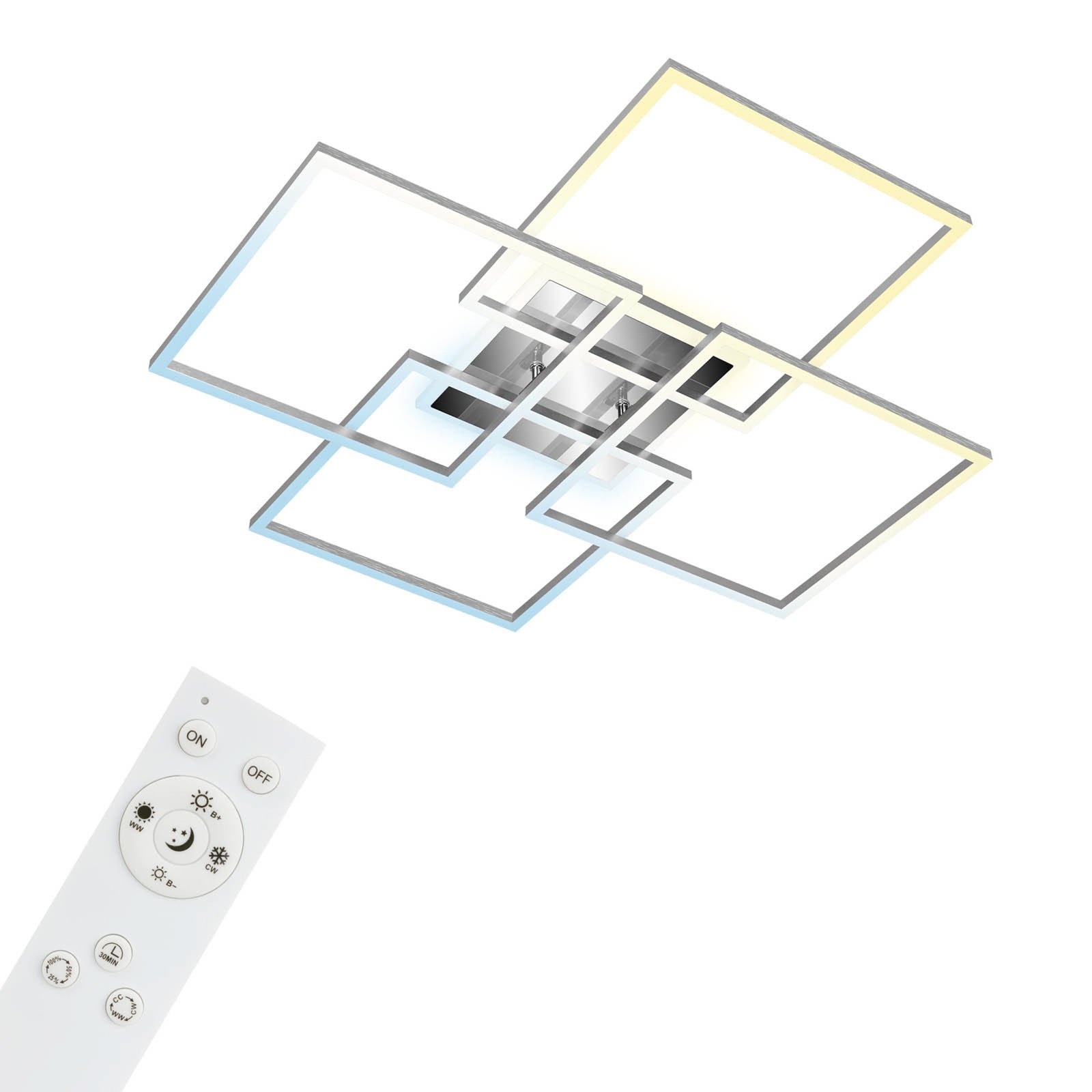 Plafón LED Frame S, 72,4x72,4 cm, aluminio