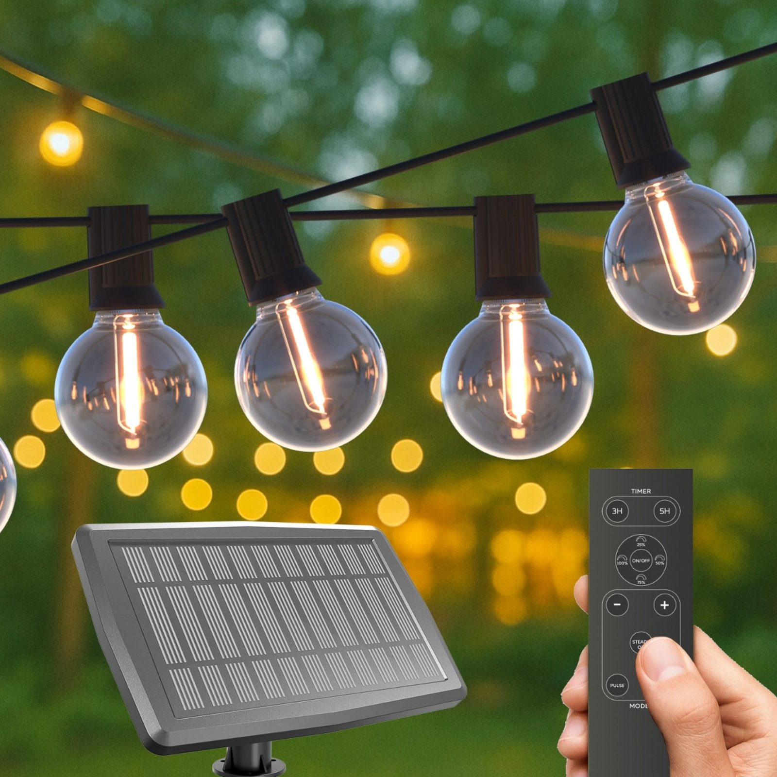 Calex Solar-LED-Lichterkette Vista, Länge 10 Meter, IP44