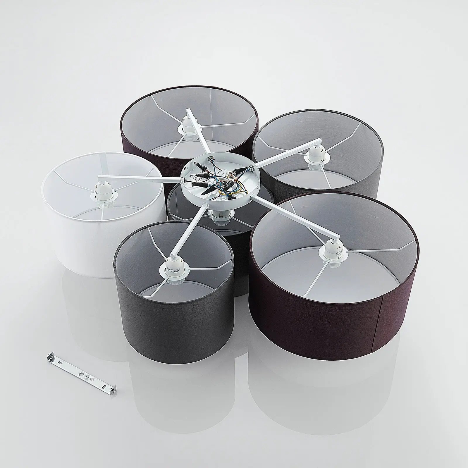 Laurenz 6 Ceiling Lamp Grey/White/Brown - Lindby