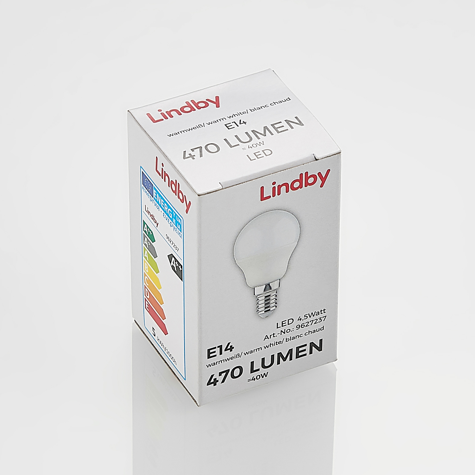 Lindby-LED-golfpallolamppu E14 G45 4,5W 3000K opal