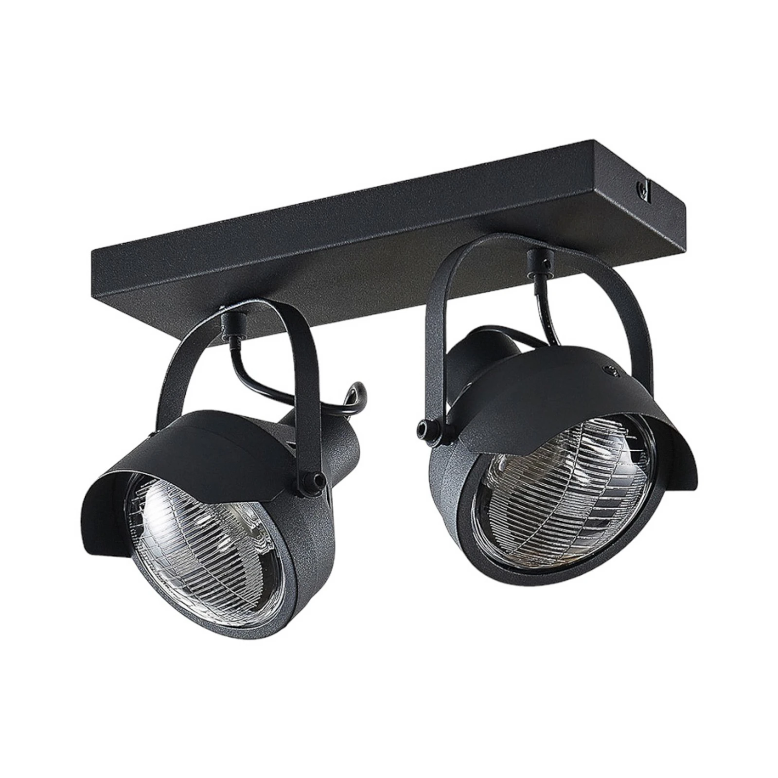 Koplamp-plafondspot Henega, zwart, met 2 lampjes