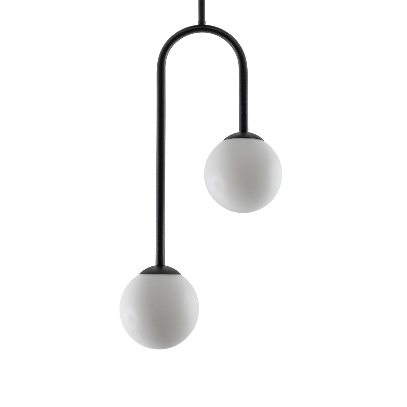 Plafonnier Atria, opale/noir, hauteur 76 cm, métal, à 2 lampes Plafonnier Atria, opale/noir, hauteur 76 cm, métal, à 2 lampes