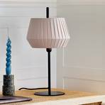 Dicte table lamp, hand bound lampshade, amber