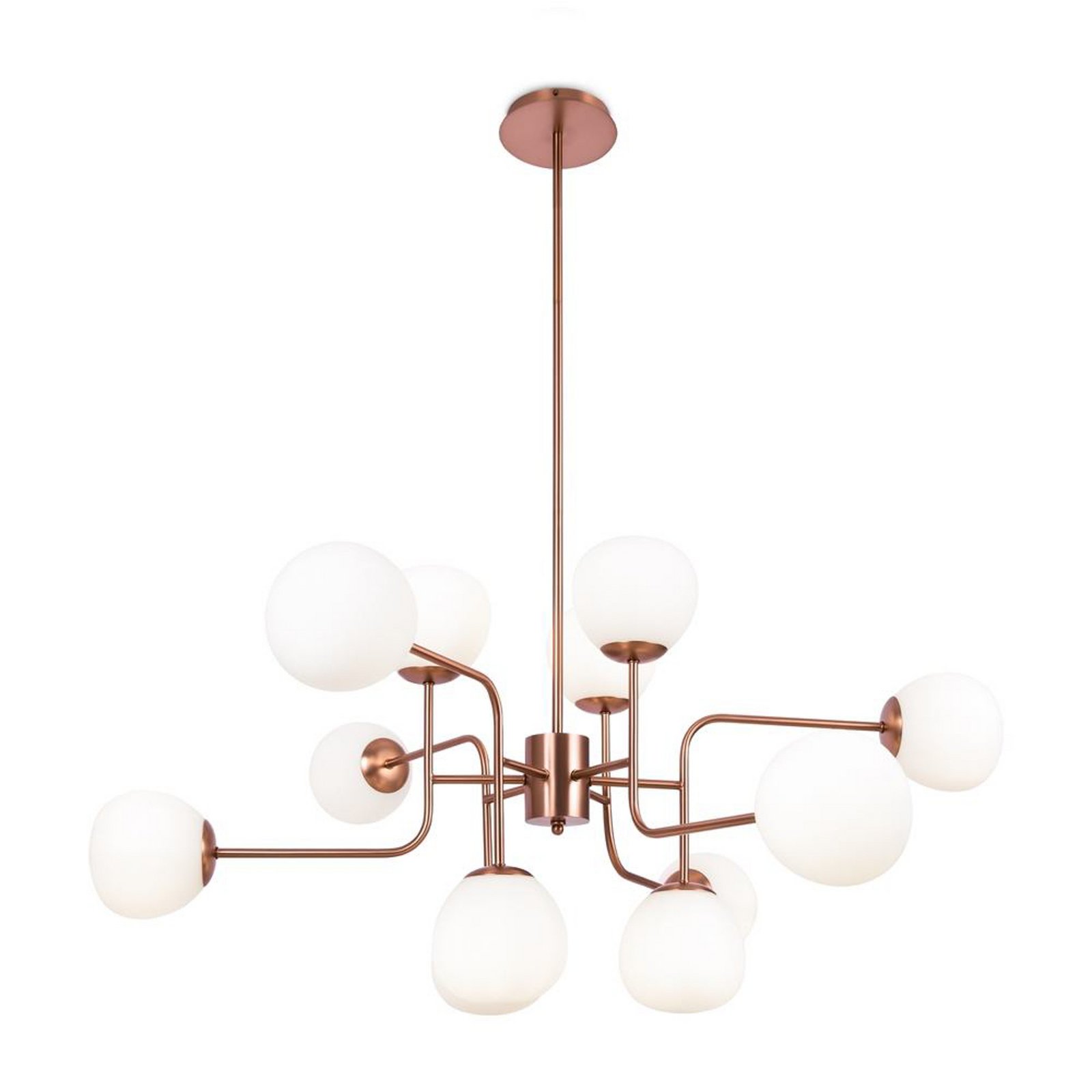 Maytoni Erich chandelier, brass rosé glass/metal, 12-bulb