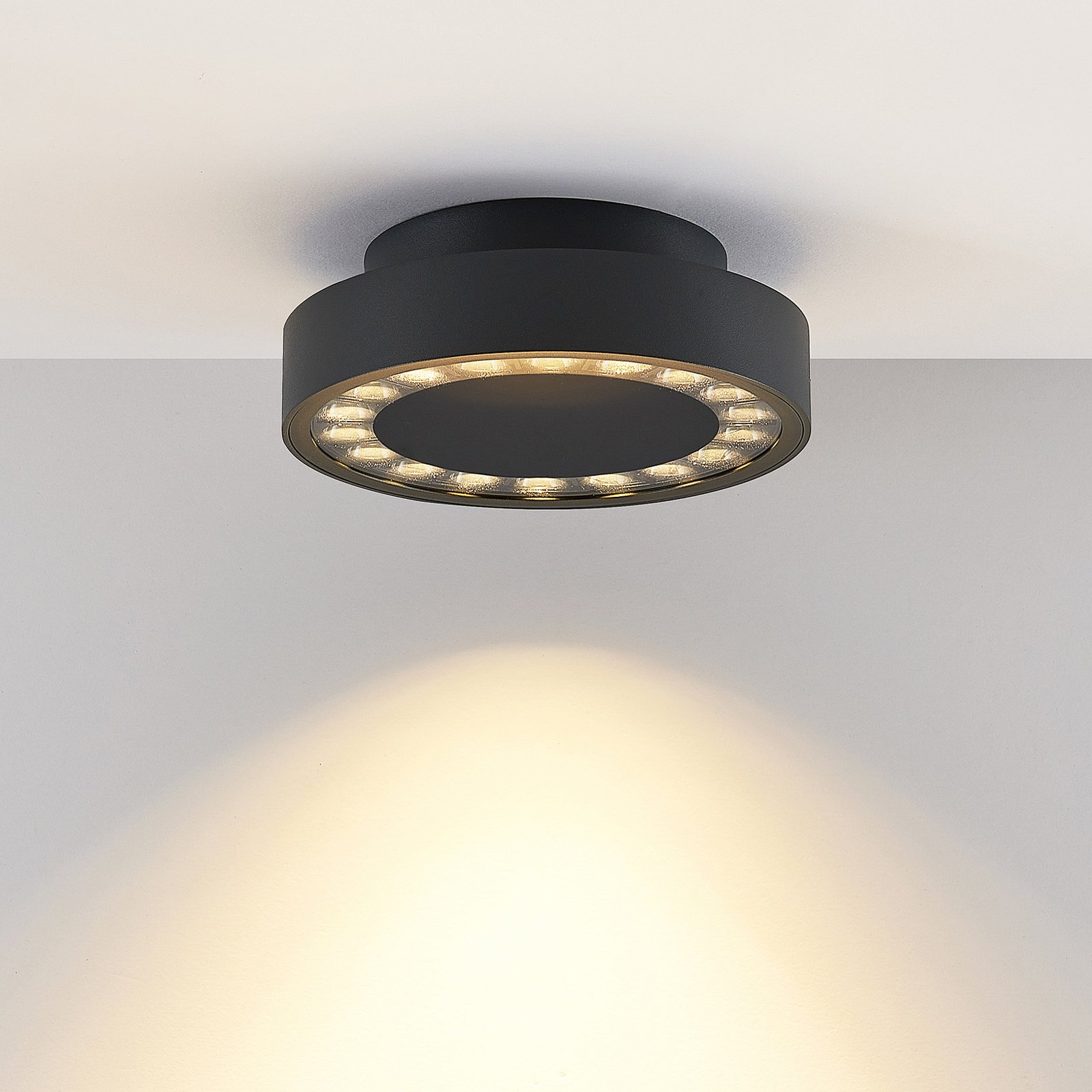 Molto Luce LED-Außen-Deckenlampe Nona, Ø 18,2 cm, anthrazit