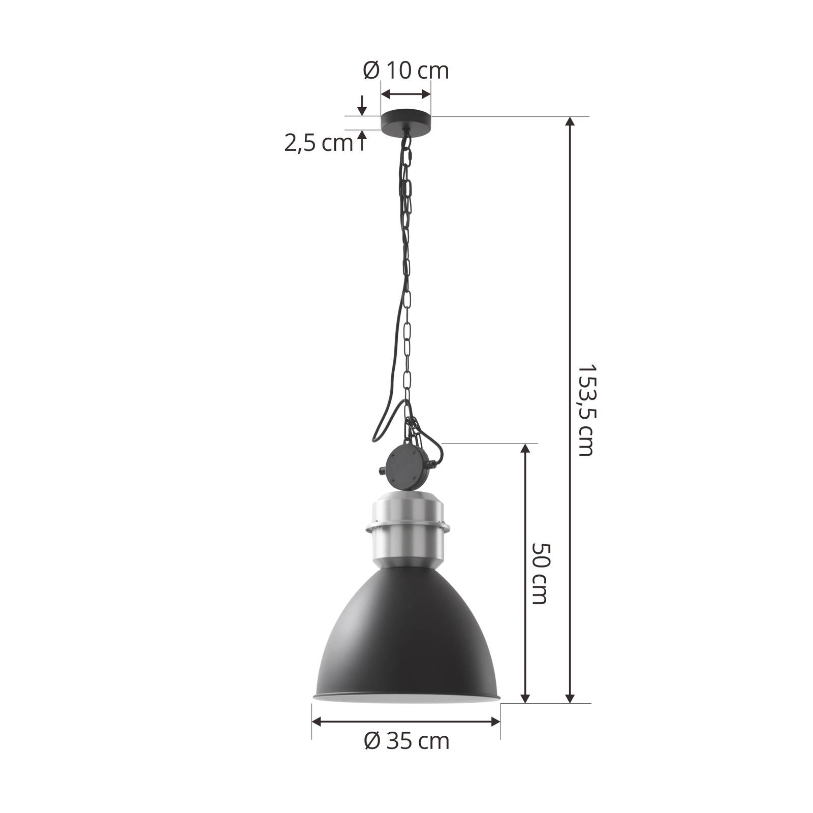 Lampa wisząca Lucande Kaeloria, czarny/srebrny, aluminium, Ø 35 cm