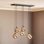 Glassy hanging light 6-bulb straight graphite