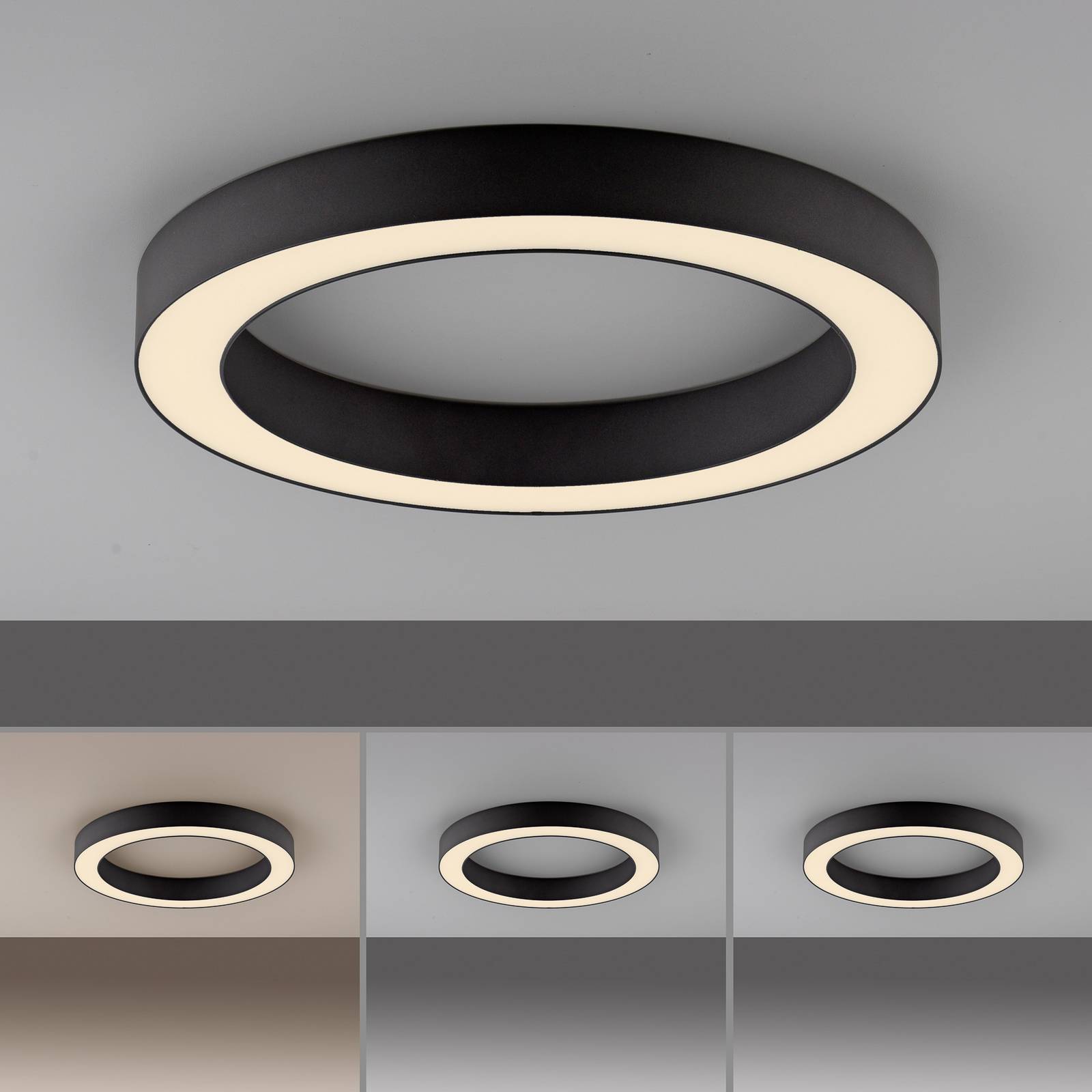 Lampa sufitowa LED PURE Lines, Ø 35 cm, grafitowa, CCT, pilot
