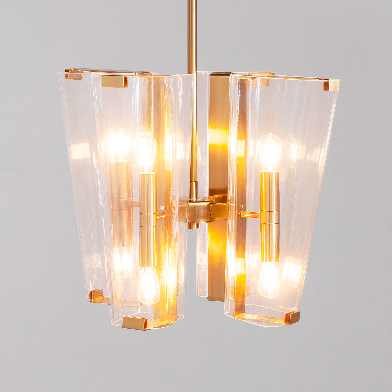 Kare KARE Freeze 8 hanging light, eight-bulb, for Living / Dining Room, polished steel, glass, E14, 4 W, energy efficiency: A++, L: 40 cm, W: 40 cm, H: 47 cm