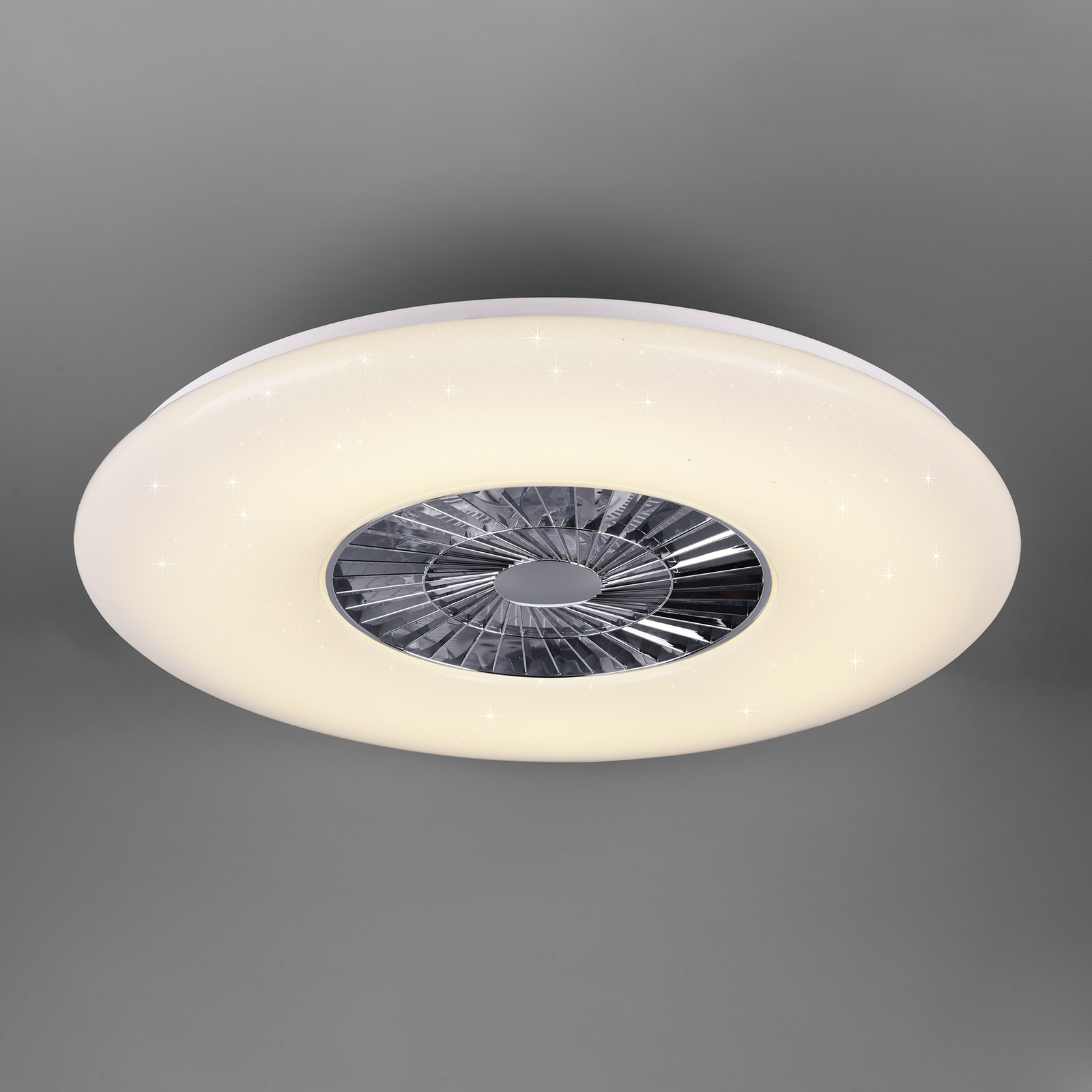 Reality Leuchten Visby LED ceiling fan, Ø 75 cm, tunable white, for Bedroom, plastic, 60 W, energy efficiency: A, H: 20 cm