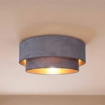 Lámpara de techo Boho, gris/dorado, Ø 60 cm, tela, E27