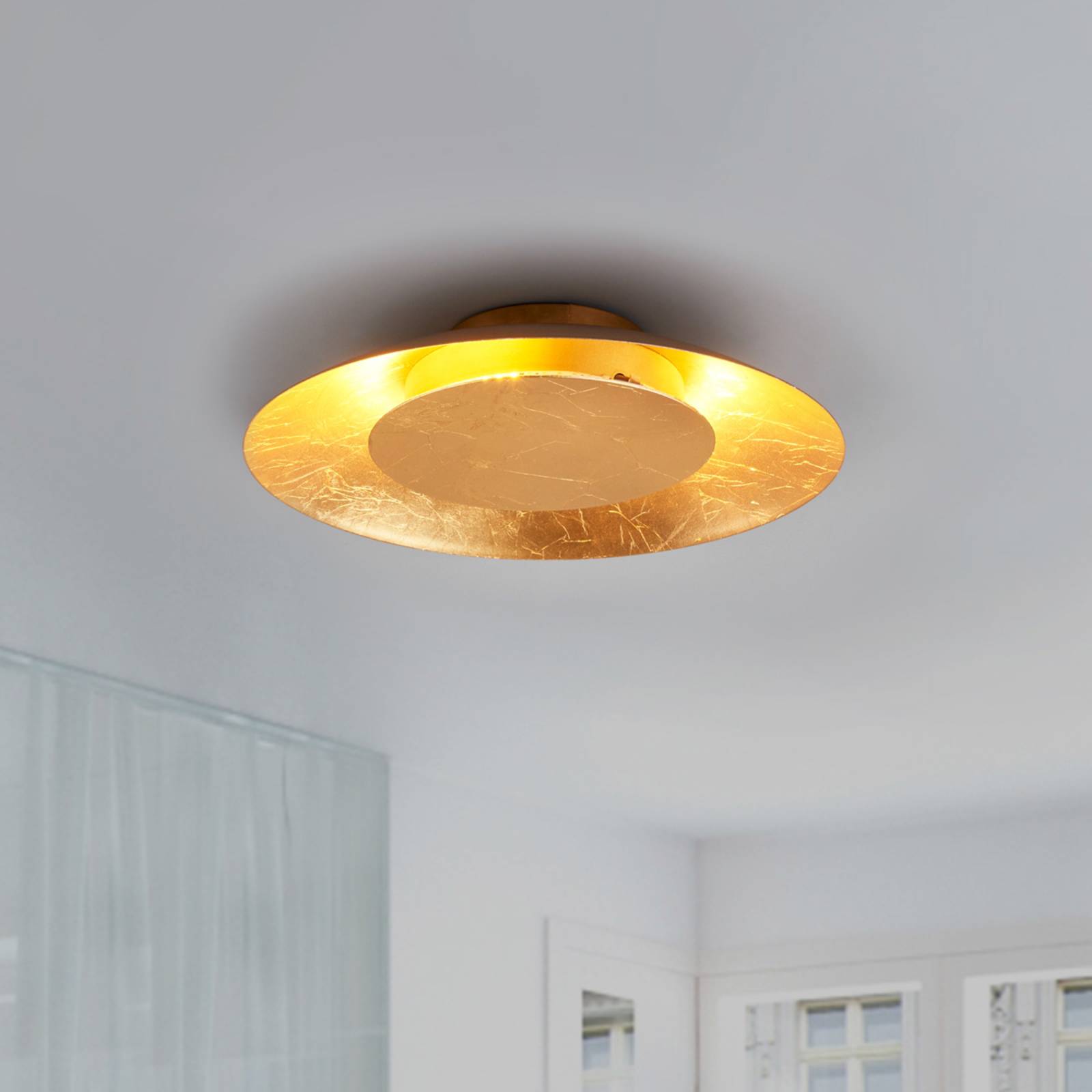 Lampa sufitowa LED Lindby Keti, Ø 35 cm, złota, okrągła, metalowa