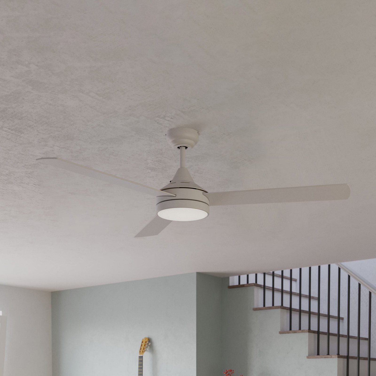 Stropní ventilátor Sesimbra, LED, bílý, CCT, dálkové ovládání