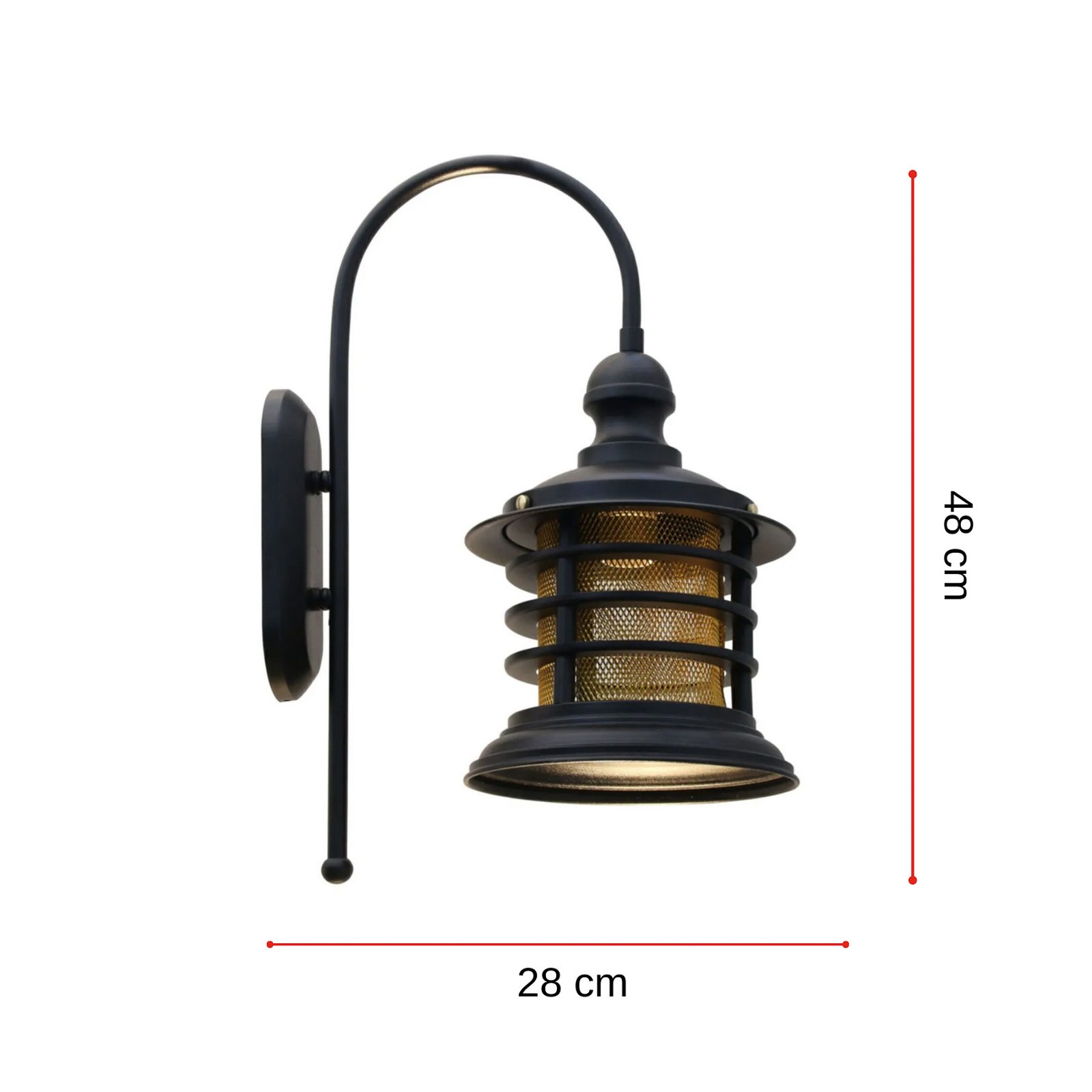 Nostalji wall light, black, height 48 cm, metal, E27