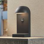 Lucande pillar light Jasmia, sensor, aluminium, dark grey