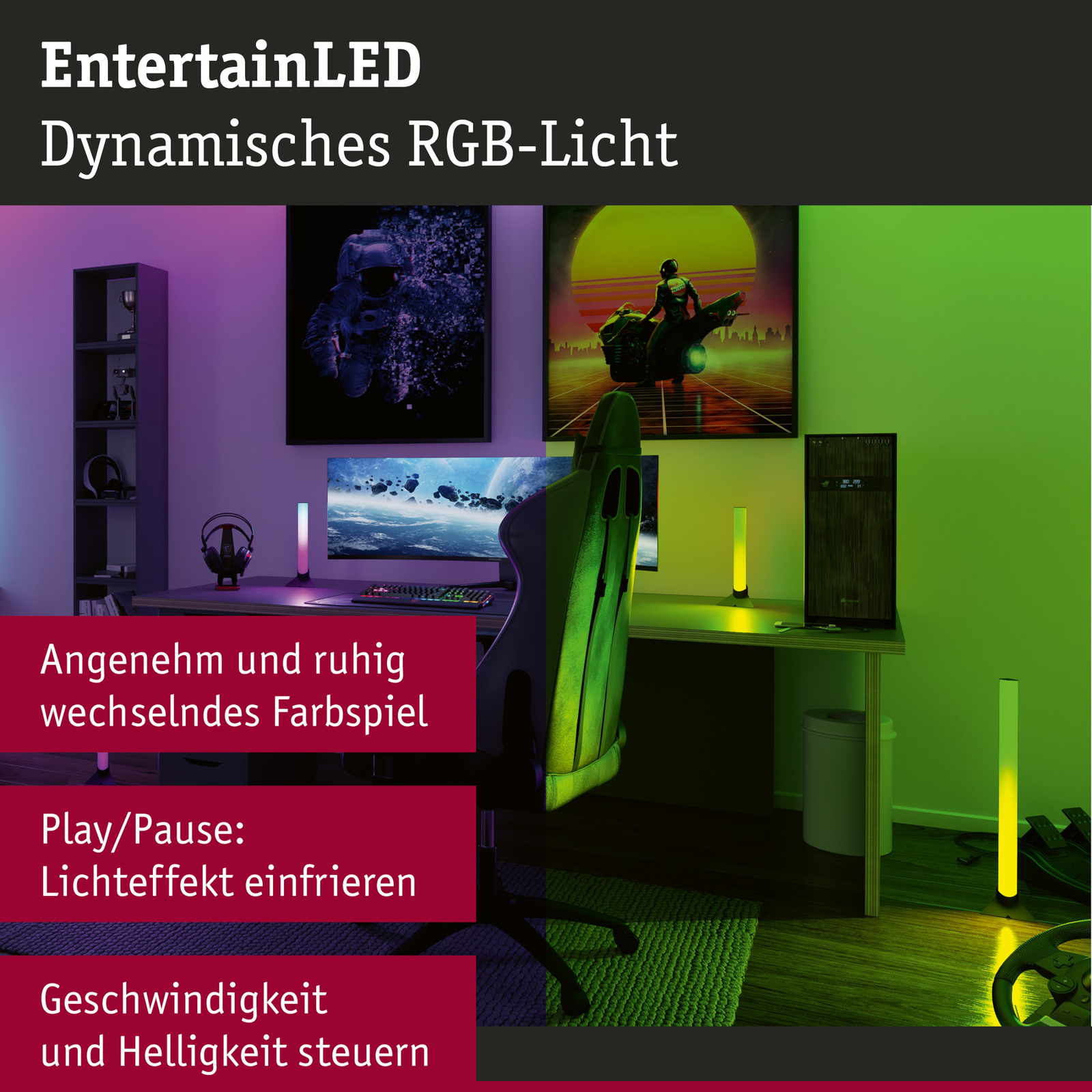 Paulmann EntertainLED-valopalkki, RGB, 60cm, 2 kpl sarja