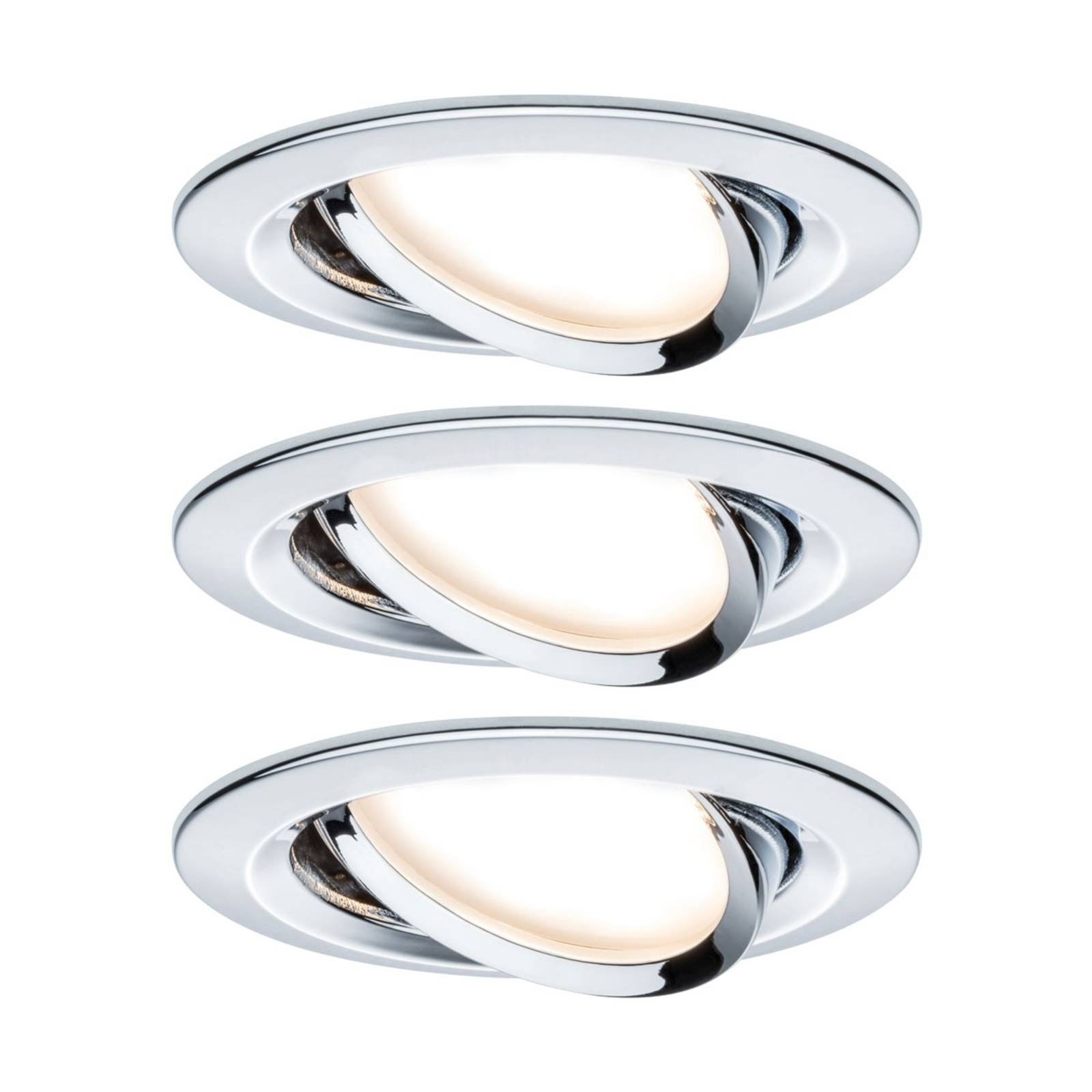 Paulmann Licht Paulmann No. 93470 LED Einbauleuchten Nova rund 6,5W GU10 Chrom 3er-Set dimmbar