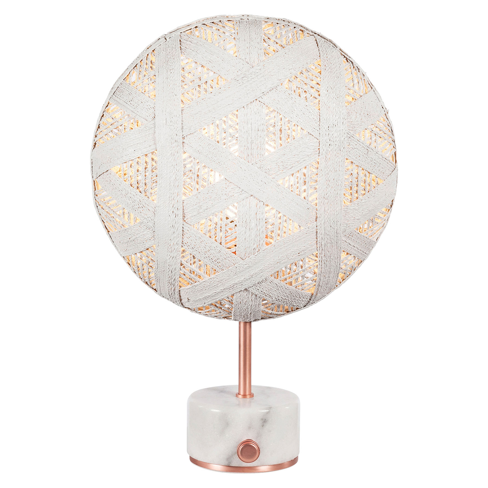 Forestier Chanpen S Hexagonal table copper/white, for Living / Dining Room, hemp, metal, marble, E27, 60 W, energy efficiency: A++, H: 41 cm