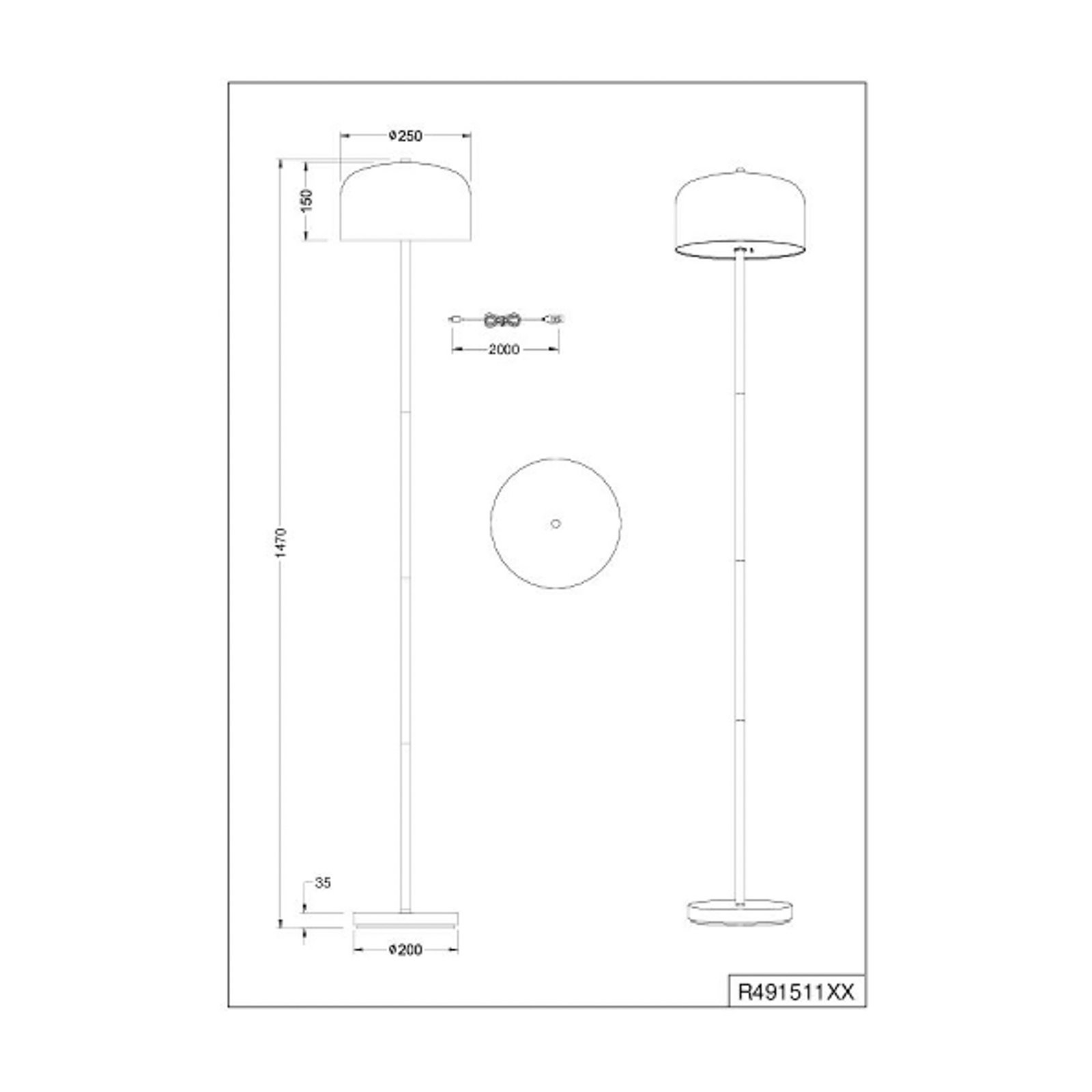 LED battery-powered floor lamp Jeff, coffee, dimmable, height 147 cm