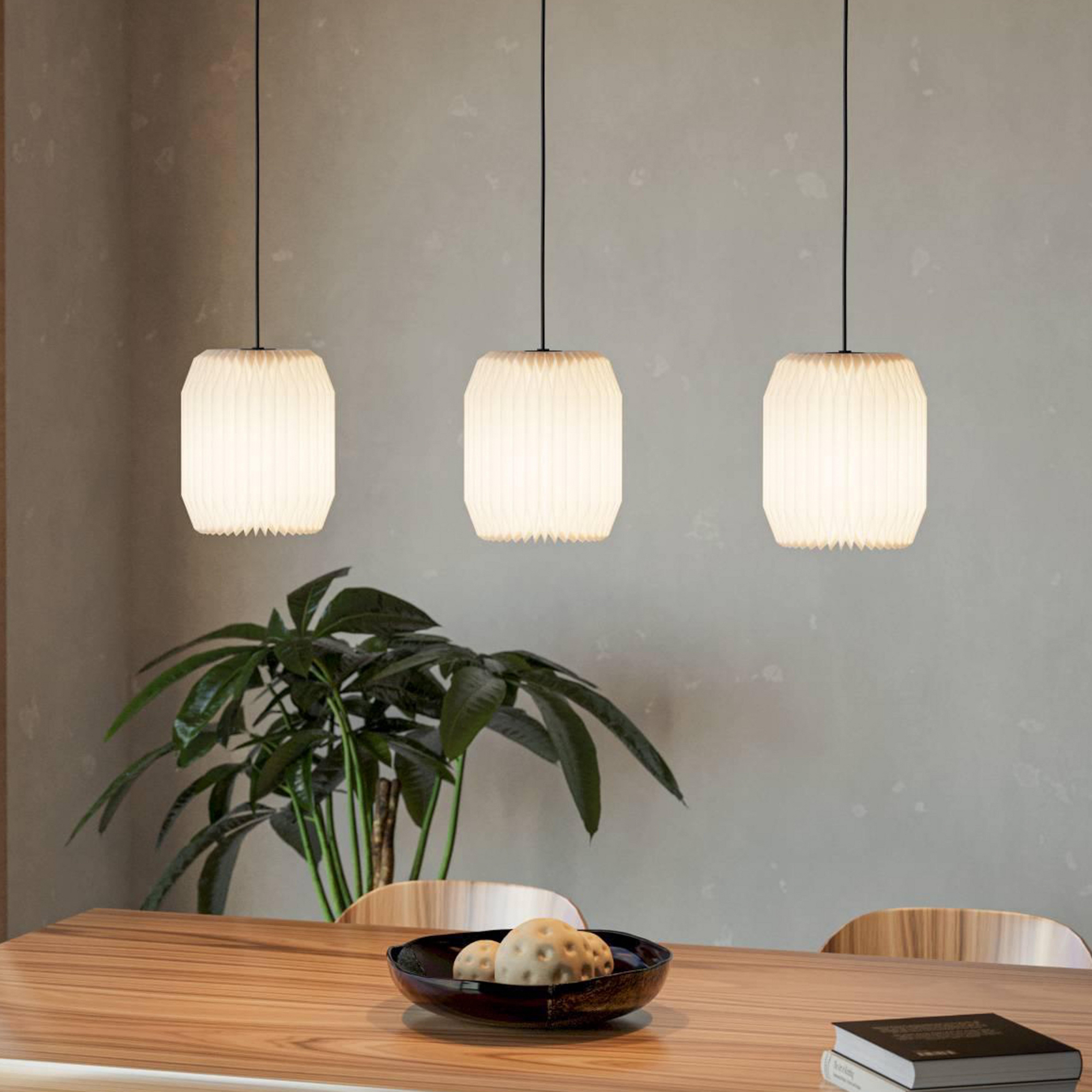 Lampa wisząca Belgrave, długość 88 cm, czarny/biały, 3-punktowa.