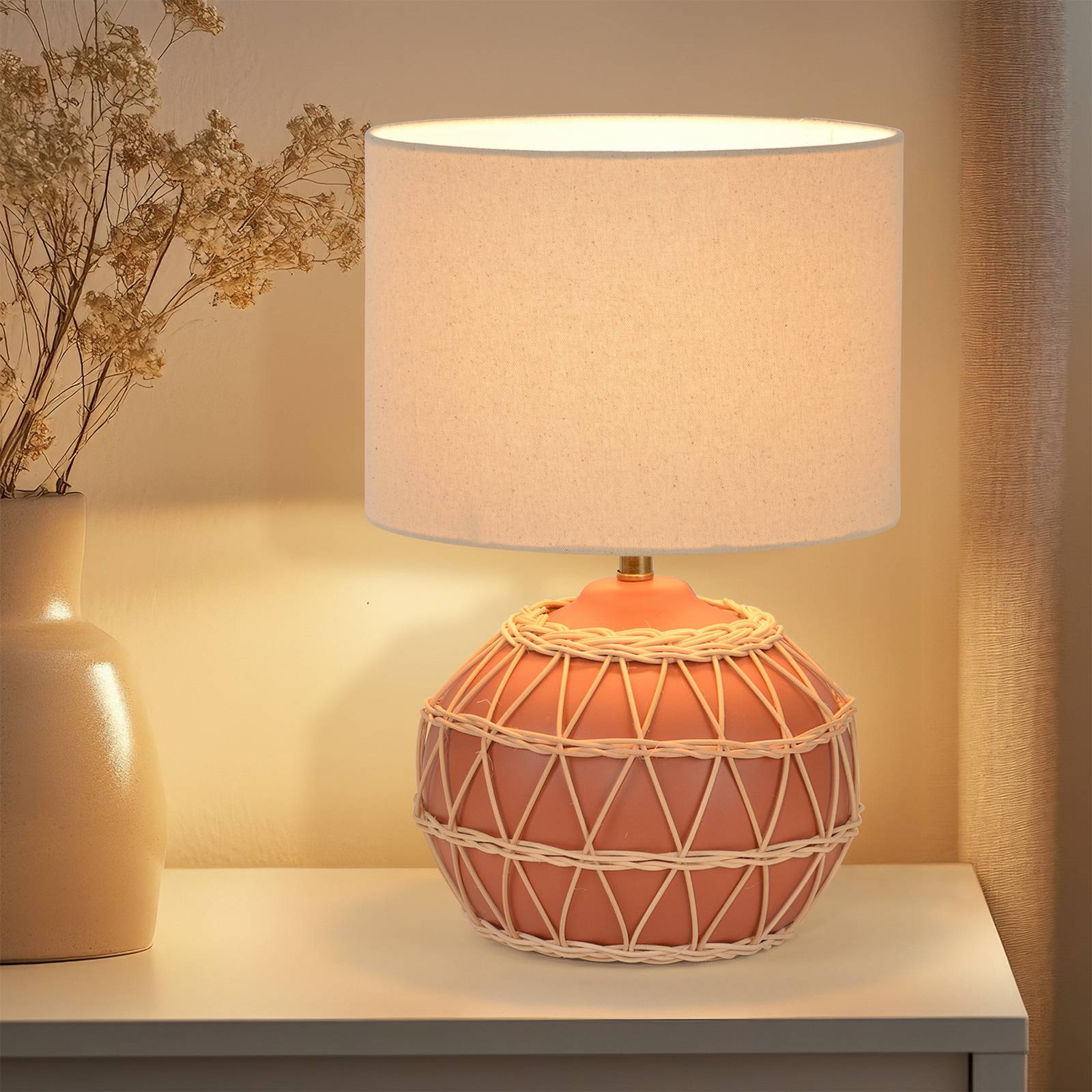 COREP Lampe de table Cyclades, terracotta/beige, 35 cm, lin/céramique