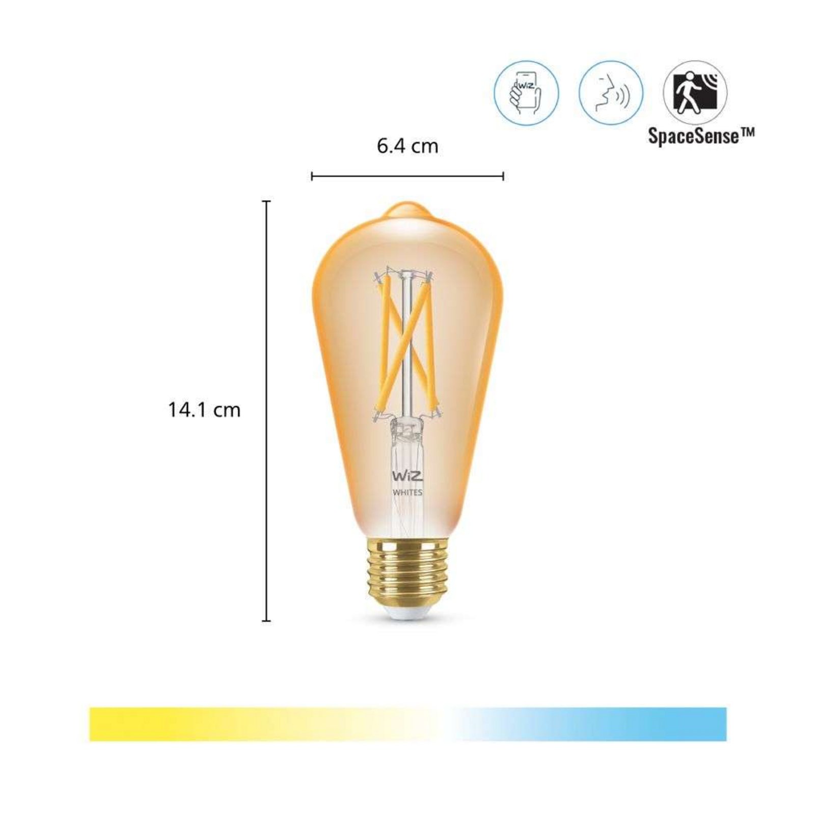 Lampadine Smart TW Amb. 8W 2200-6500K Edison Gold E27 & Remote - WiZ