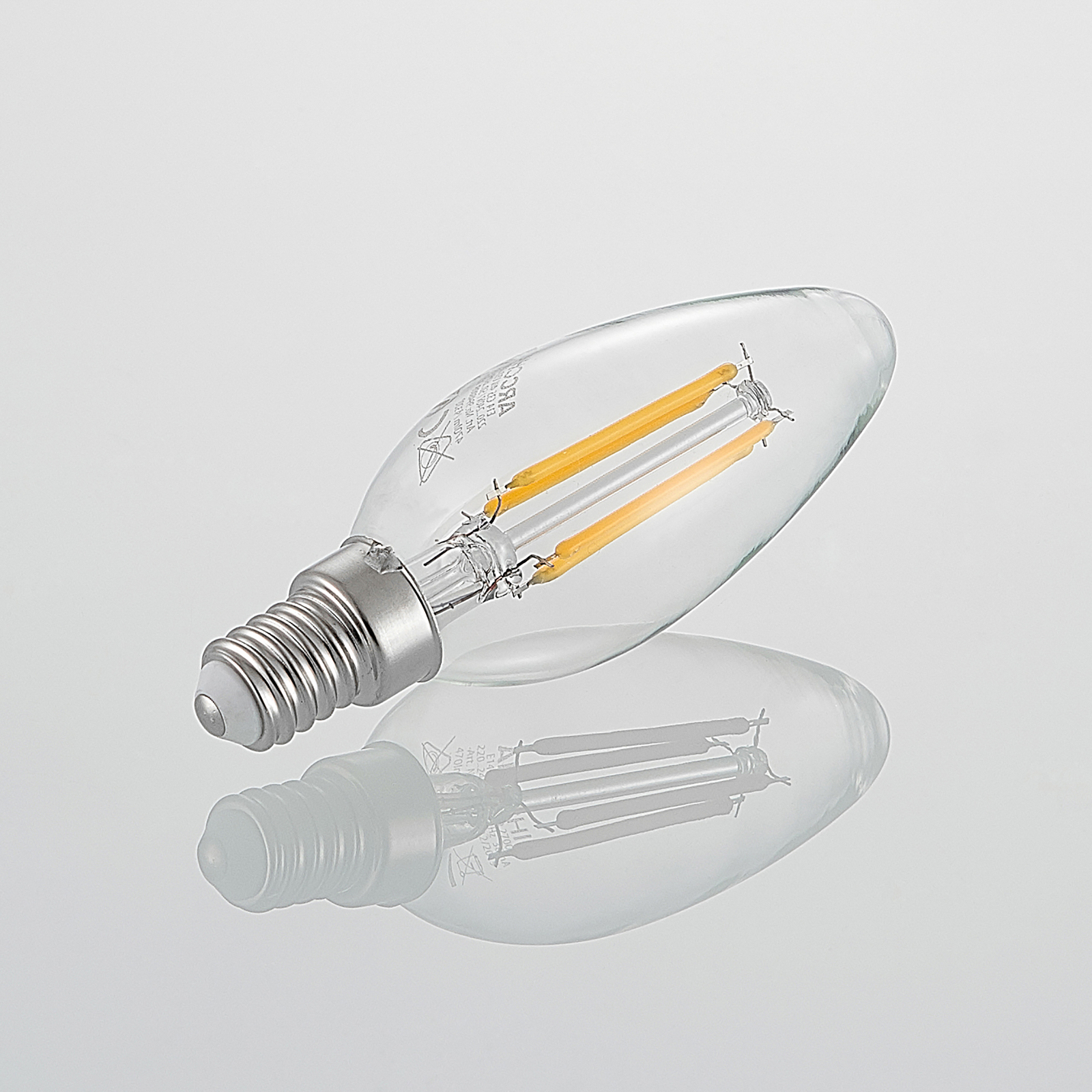 Conjunto de 3 lâmpadas de incandescência LED E14 4W 827 com regulação de