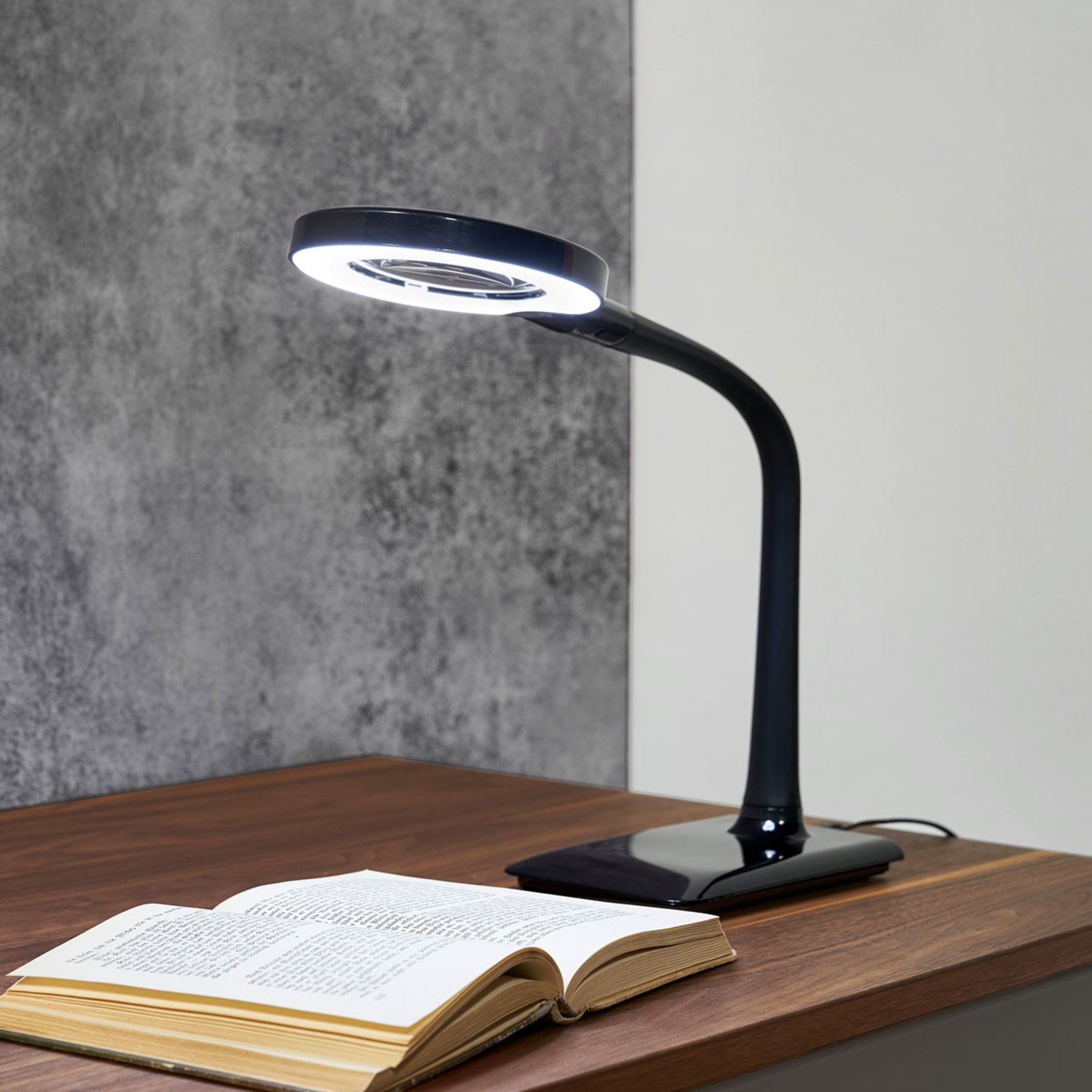 Lupo LED magnifying lamp in black