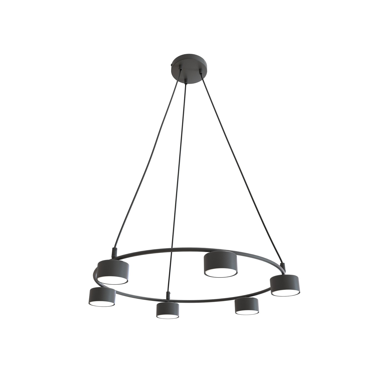 Suspension Starlit, 6 lampes, Ø 64 cm, noir, métal, GX53