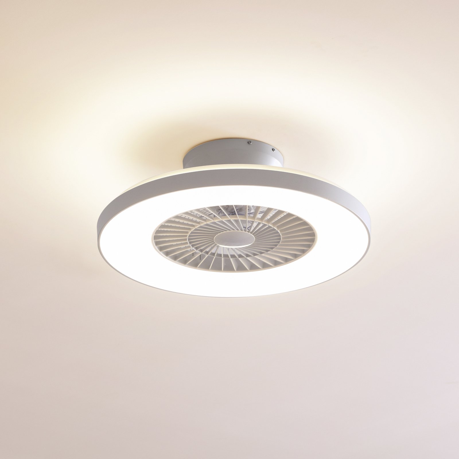 Lindby Smart LED ceiling fan Paavo, grey, quiet, Tuya