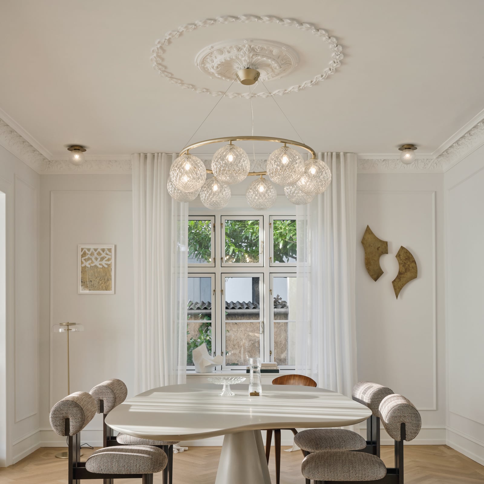 Nuura Kronleuchter Miira 8 Circular, Ø 100 cm, messing/klar